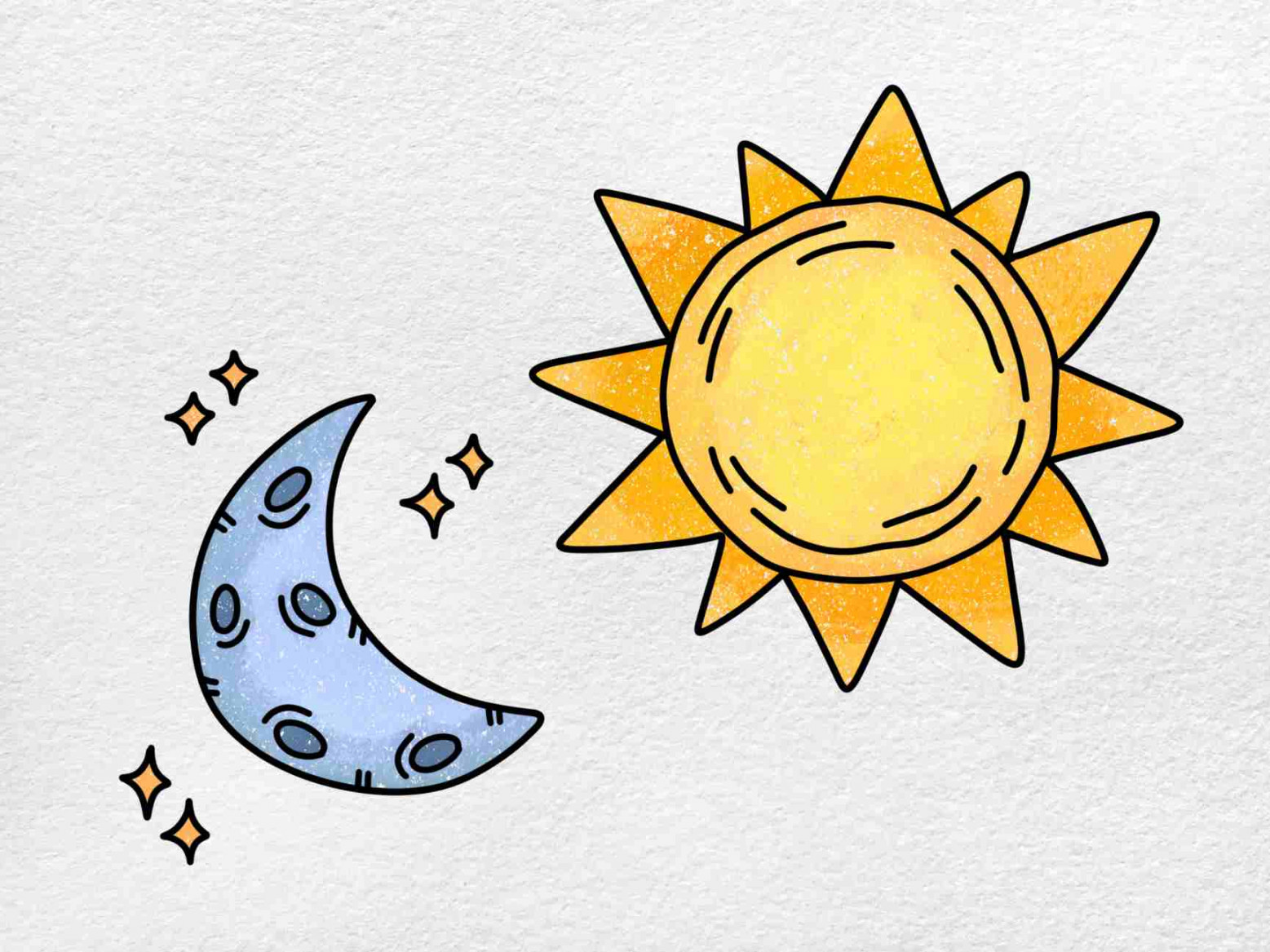 How to Draw Sun and Moon - HelloArtsy