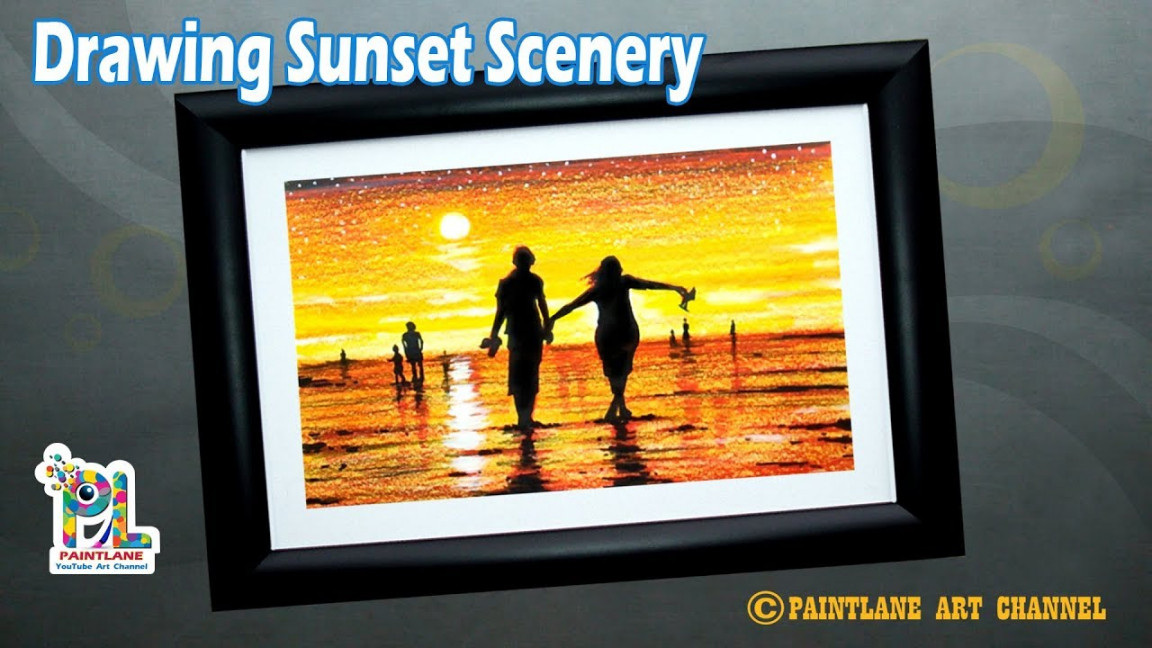 How to draw Sunset Scenery Drawing with people for beginners  Step by Step  Color Pencil Art