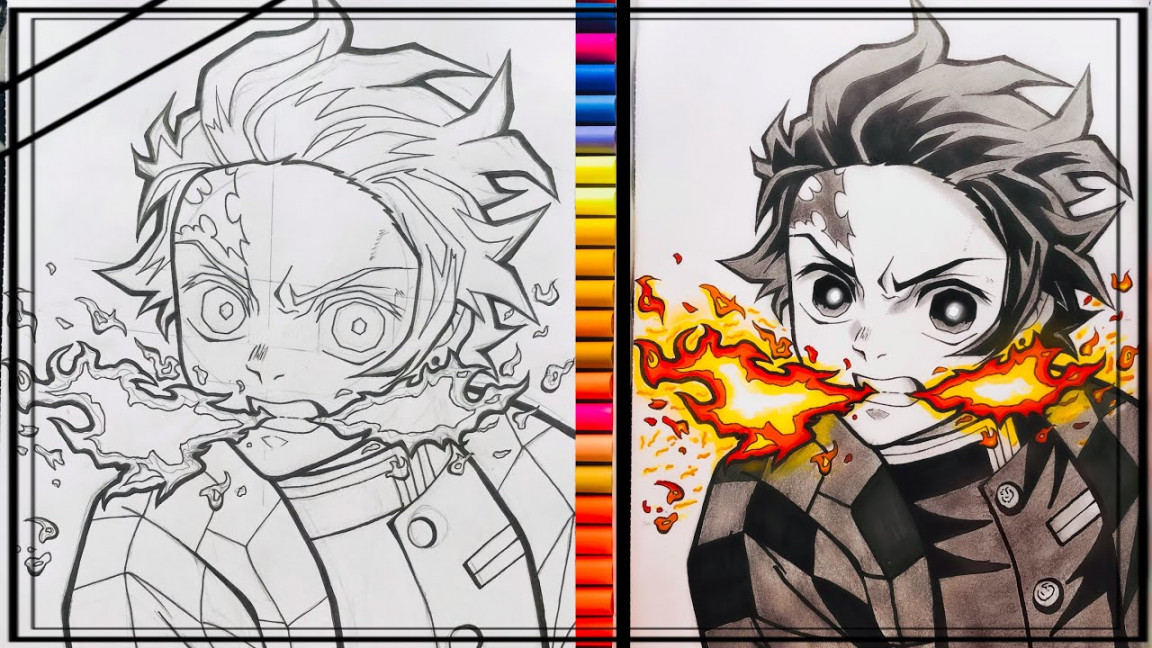 How to draw Tanjiro Sun Breathing  Demon Slayer 鬼滅の刃