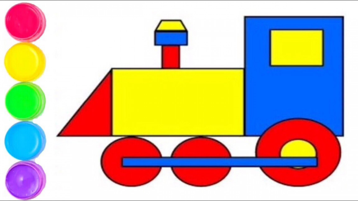 How To Draw Trains With Shapes Step-By-Step Easy Drawing  Learn Shapes.