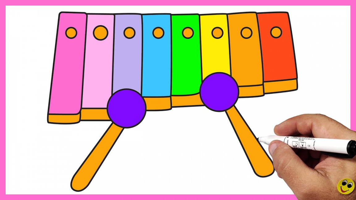 How to draw Xylophone Easy  Drawing and coloring the Xylophone