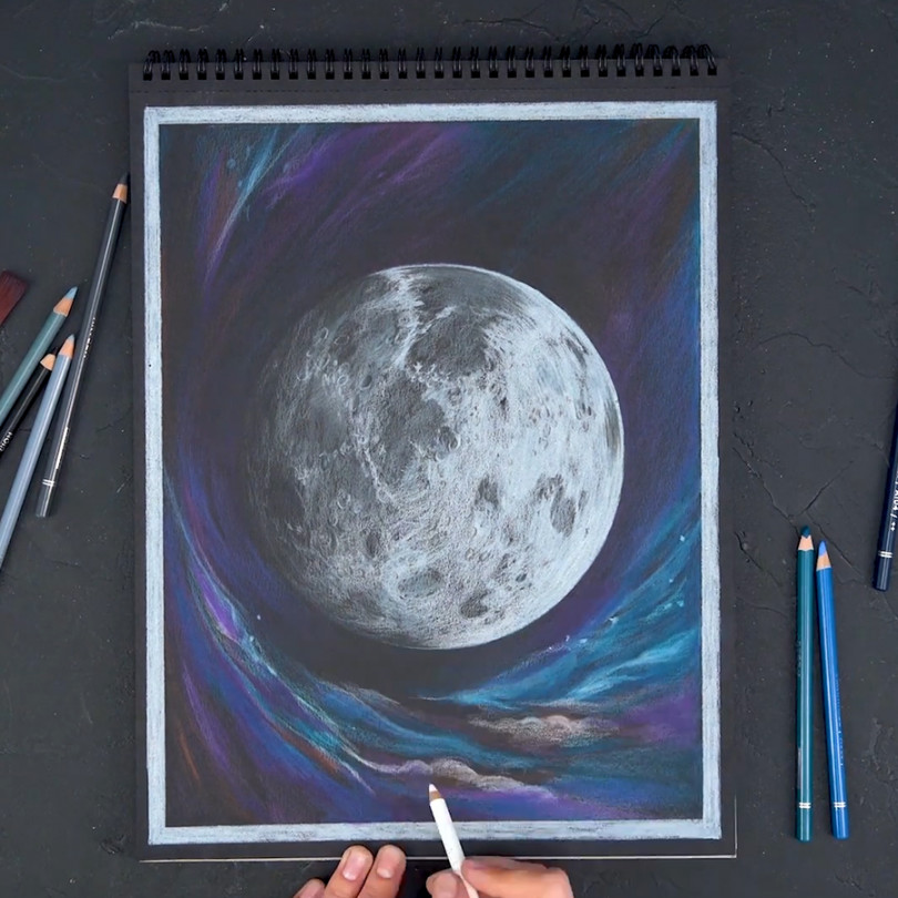 How to Make a Moon Drawing on Black Paper – Arteza