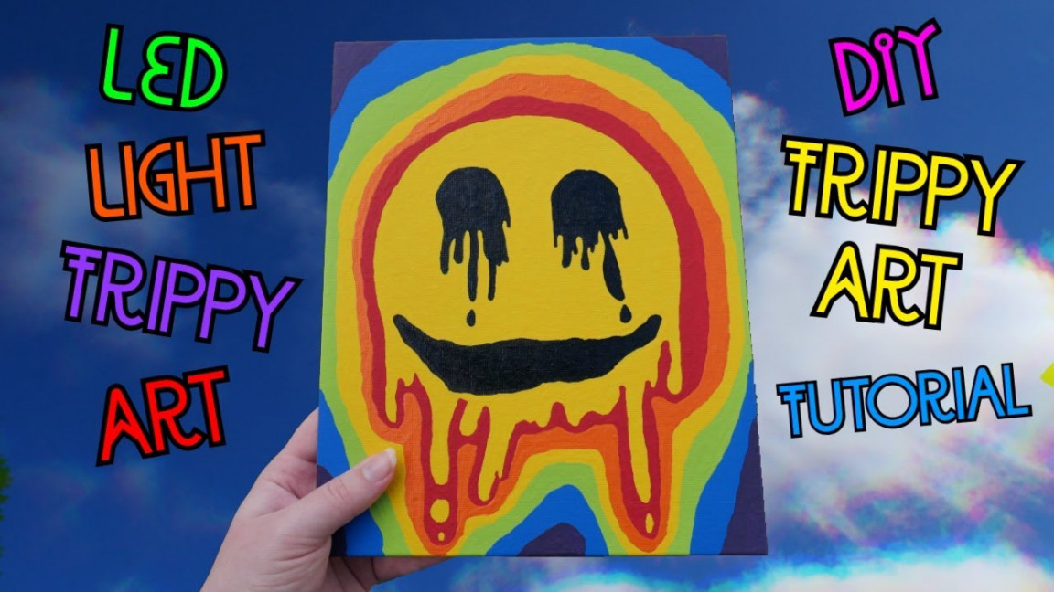 How To Paint A Trippy Dripping Smiley Face  Trippy Art With LED Lights   How To Make Trippy Art