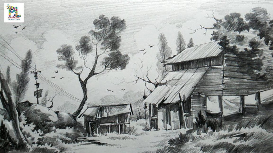 How to Sketch and Shade A Landscape Art With Easy Pencil Strokes  Step by  Step