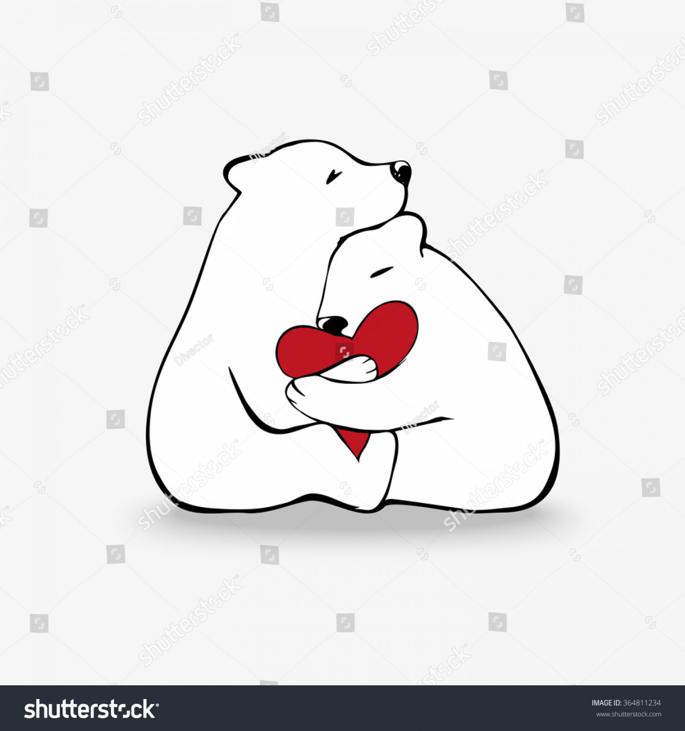 Hugging Polar Bears Love Cute Animal Stock Vector (Royalty Free
