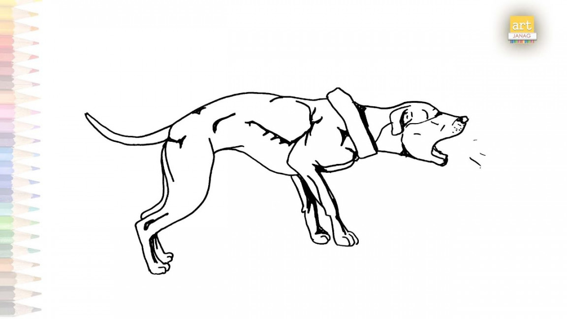 Hungry barking dog drawing  Dog outline sketches  How to draw barking dog  step by step #artjanag