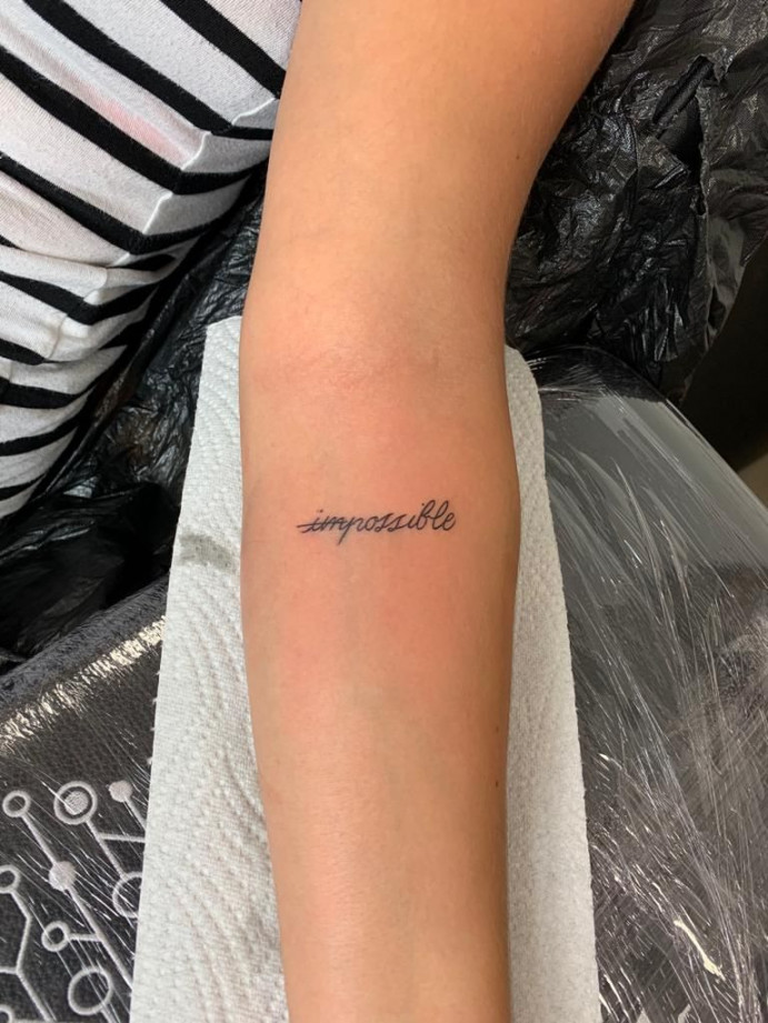 impossible tattoo, possible tattoo, lettering tattoo, script