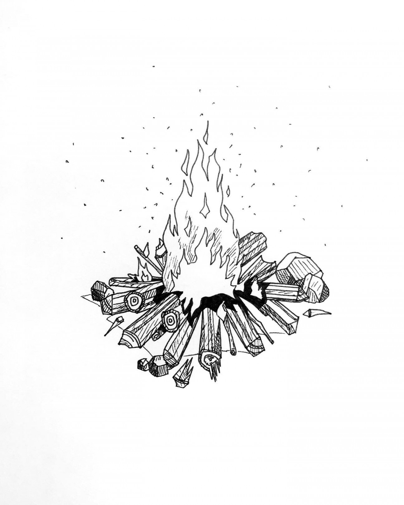 INKTOBER  /  ash  Fire drawing, Fire sketch, Campfire drawing