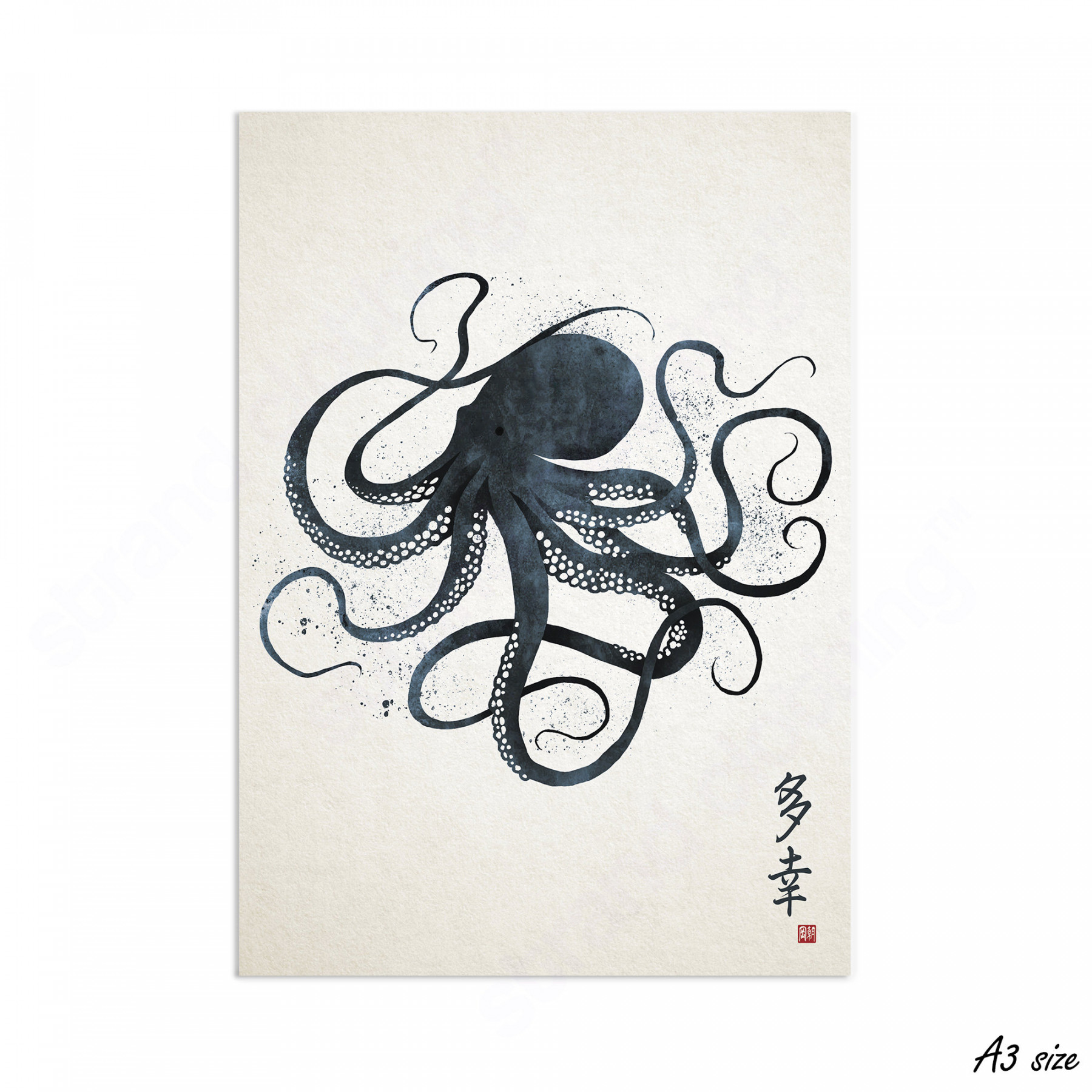 Japanese Octopus Art Print Poster Woodblock Ukiyo-e Style Wall - Etsy