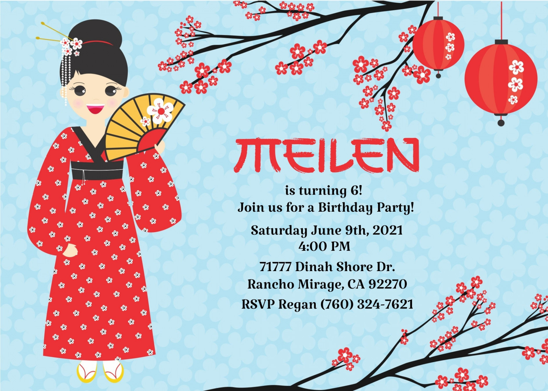 Japanese Party Invitation & Thank You Note editable - Etsy