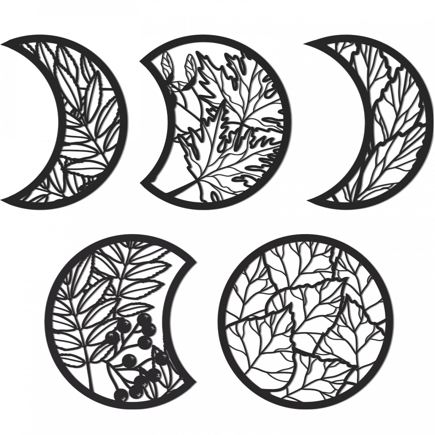 Jetec Pack of  Moon Phase Wall Hanging Decor Wooden Moon Wall Art Nordic  Moon Phases Wall Art Moon Decor for Room Bar Ornament (Black)