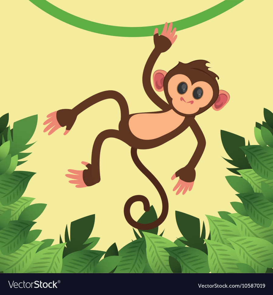 Jungle monkey cartoon Royalty Free Vector Image