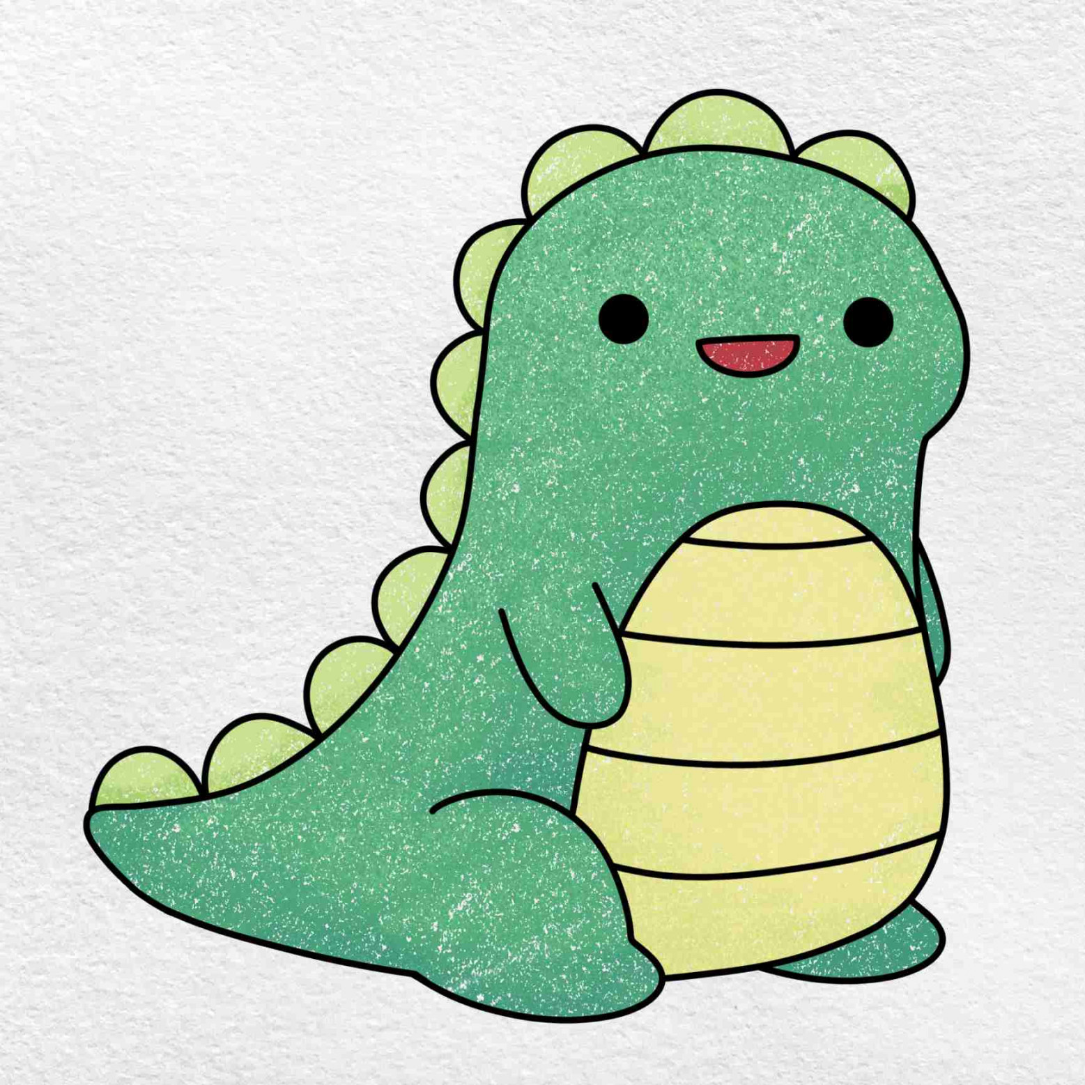 Kawaii Cute Dinosaur Drawing - HelloArtsy