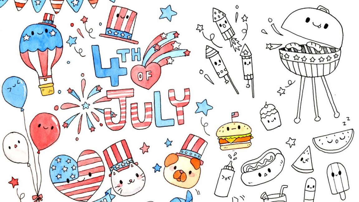 Kawaii th Of July Doodles – Cute & Fun Doodle Ideas !