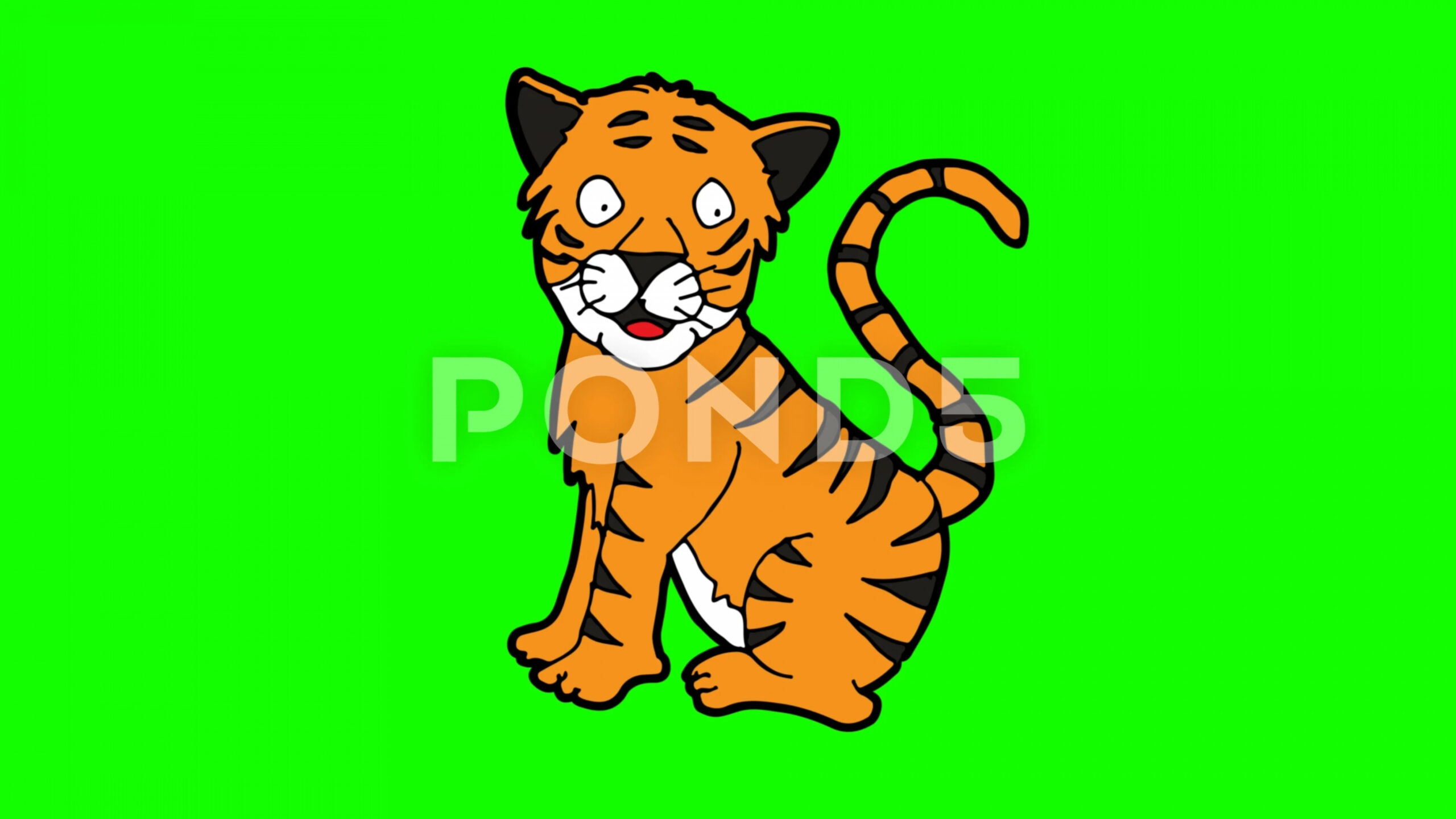 kids drawing green screen with theme of tiger
