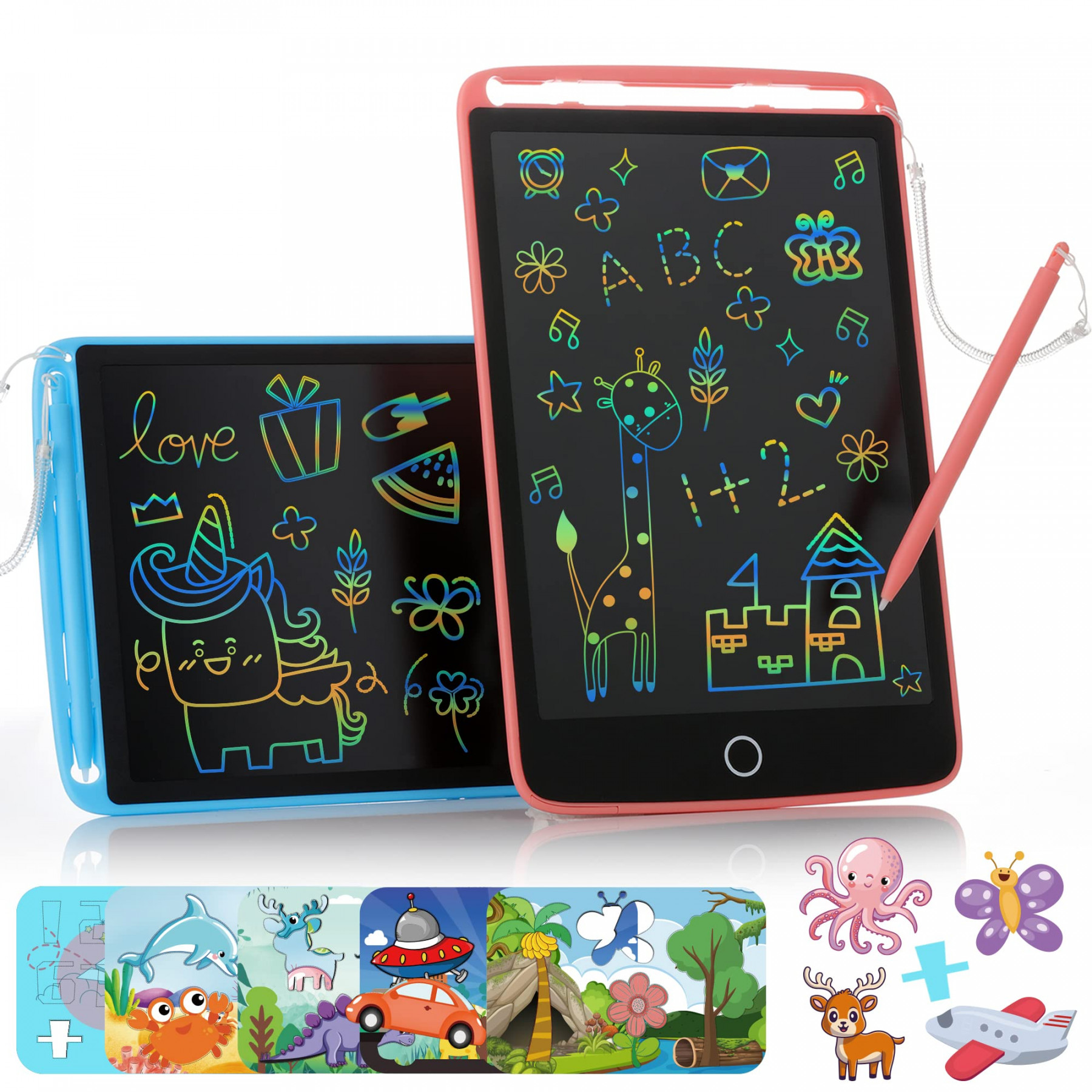 KIDWILL Kinder-Tablet, , cm, , cm (, cm), Farbbrett, Zeichenblock,  Zeichenbrett, Lernspielzeug für Jungen und Mädchen von  bis  Jahren,