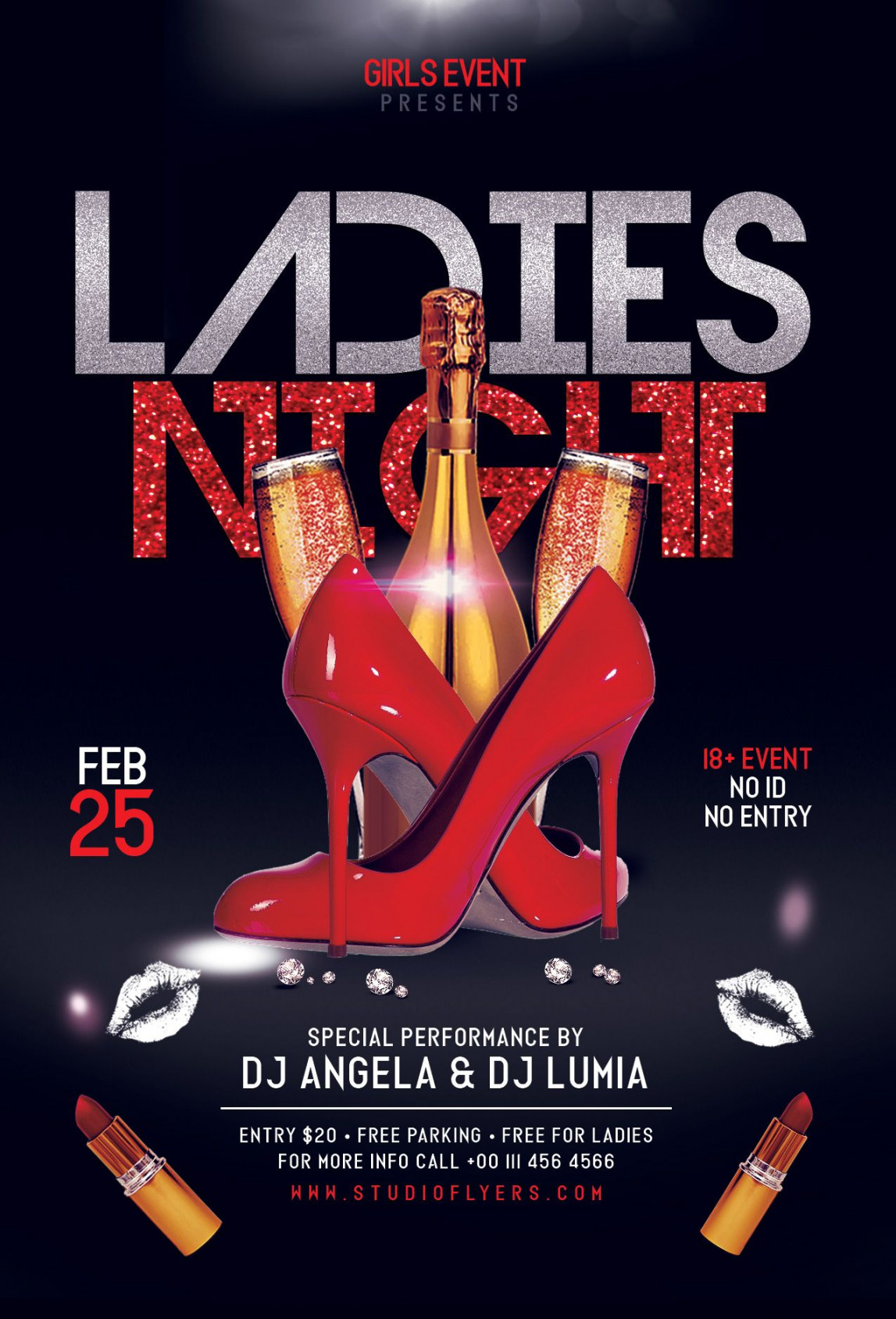 Ladies Night Free Flyer PSD Template - StudioFlyers