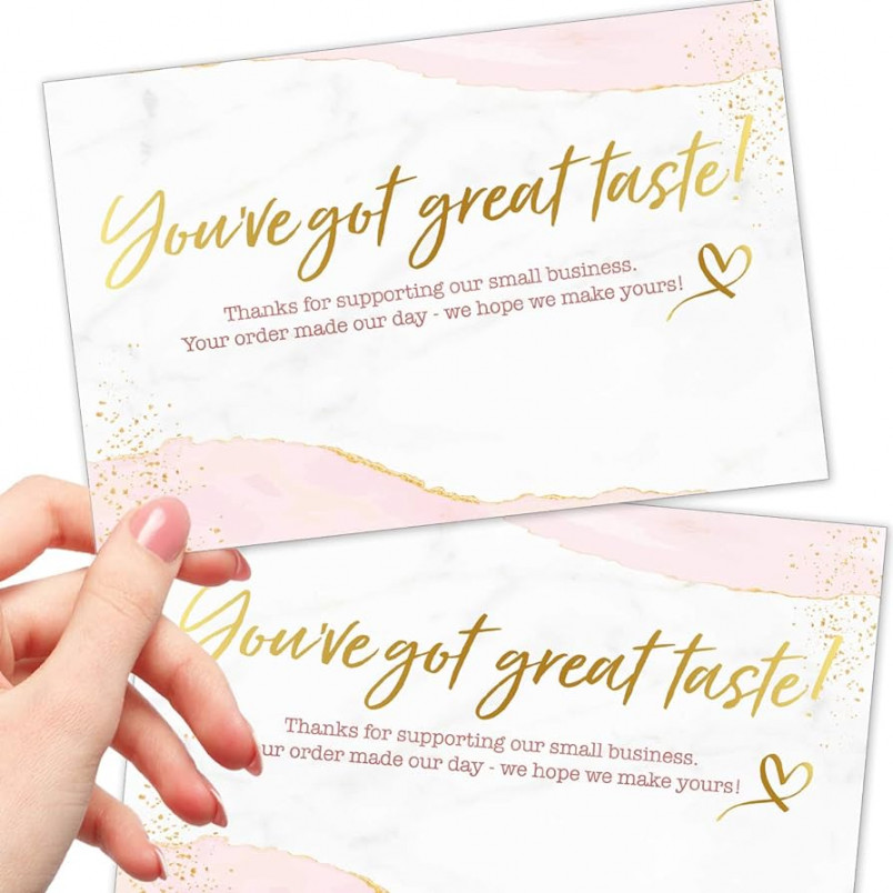 Large x Thank You for Your Order Cards - Faux Gold and Pink Thanks for  Supporting Small Business Packaging Inserts - You?ve Got Great Taste