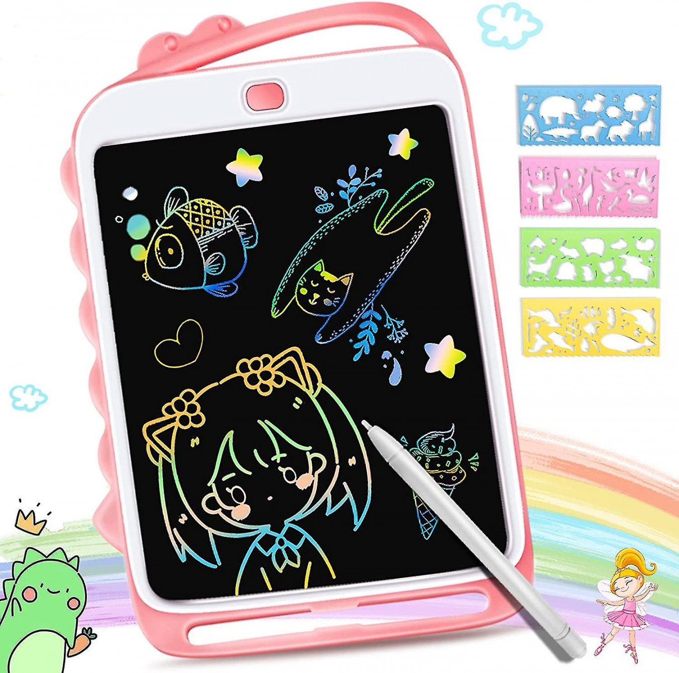 Lcd Writing Tablet For Kids, Inch Cute Colorful Dinosaur Doodle Board  Toddler Toys Drawing Pad For       Year Old Girls Boys,scribbler  Educati