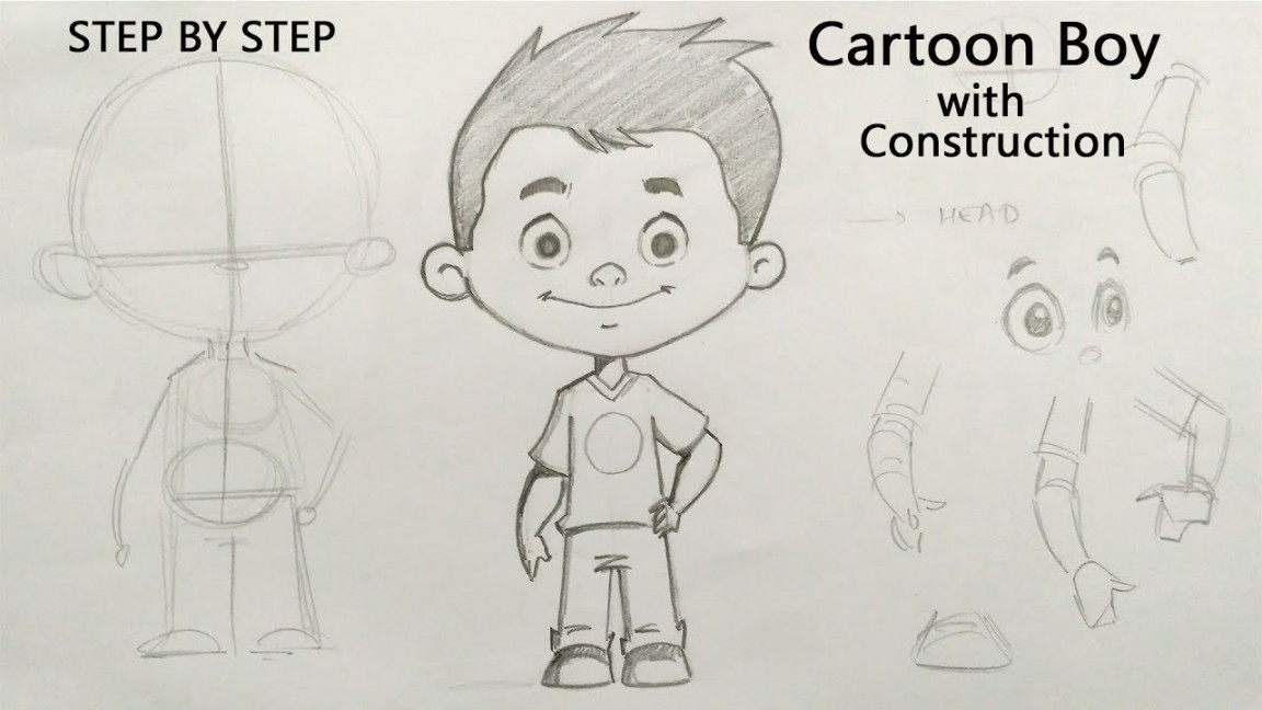 Learn how to draw a cartoon boy character step by step tutorial  Rinkuart   Drawing and sketching