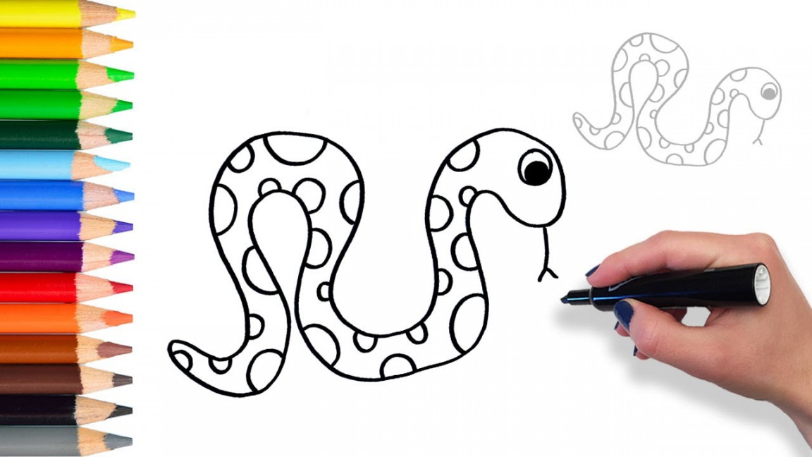 Learn How to Draw Snake  Teach Drawing for Kids and Toddlers Coloring Page  Video