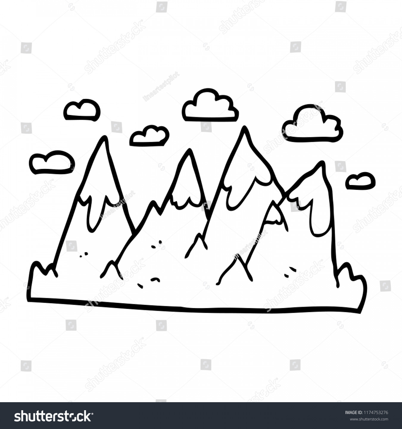 Line Drawing Cartoon Mountain Range Stock Vector (Royalty Free