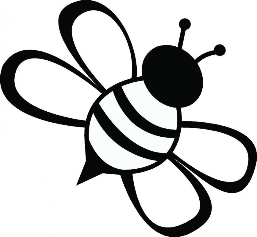 Line Drawing Simple Bee  Bee coloring pages, Bee clipart, Bee drawing