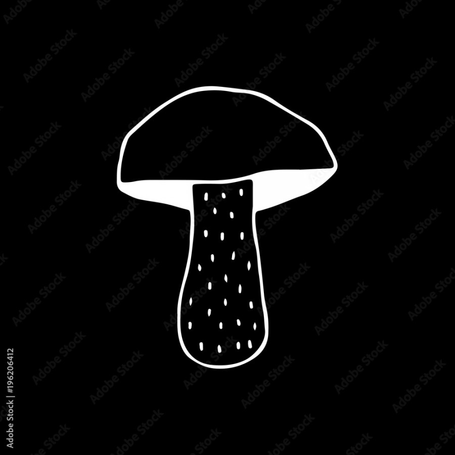 Linear cartoon hand drawn mushroom