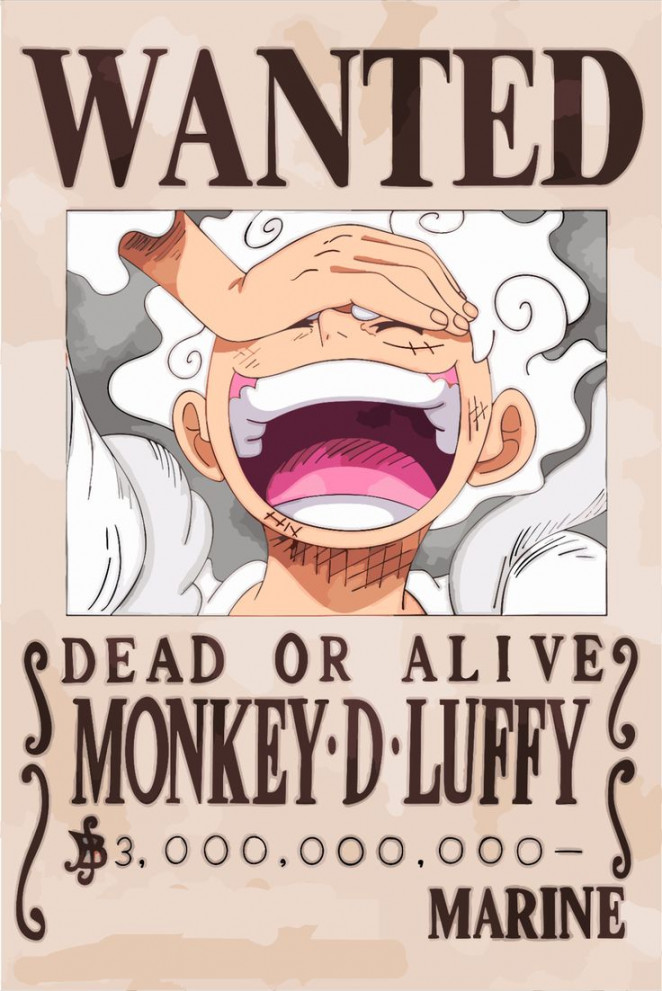 Luffy Wanted Poster Gear  - One Piece Anime Fan Art Print" Poster