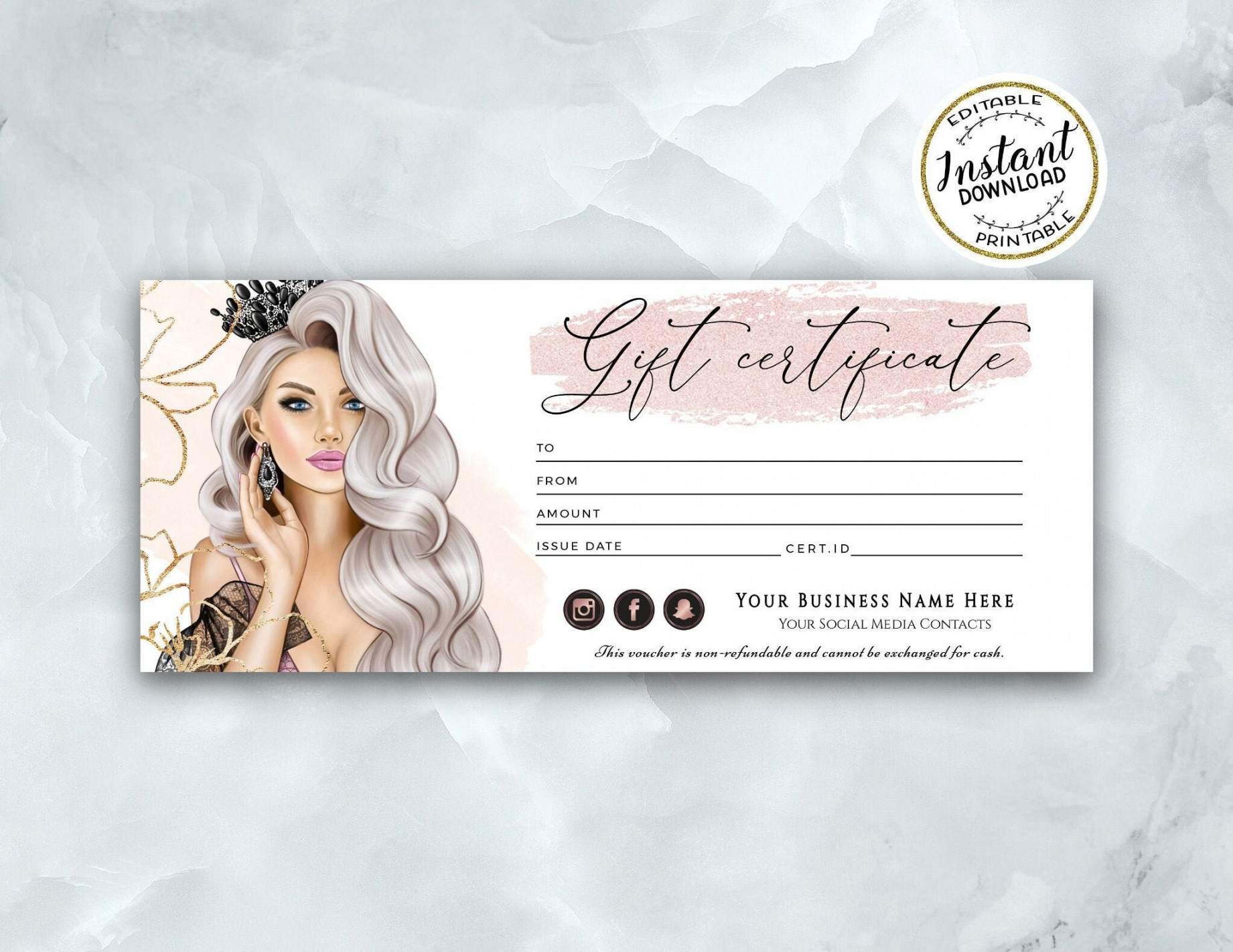 Luxury Beauty Gift Certificate Template Salon Gift Voucher - Etsy UK