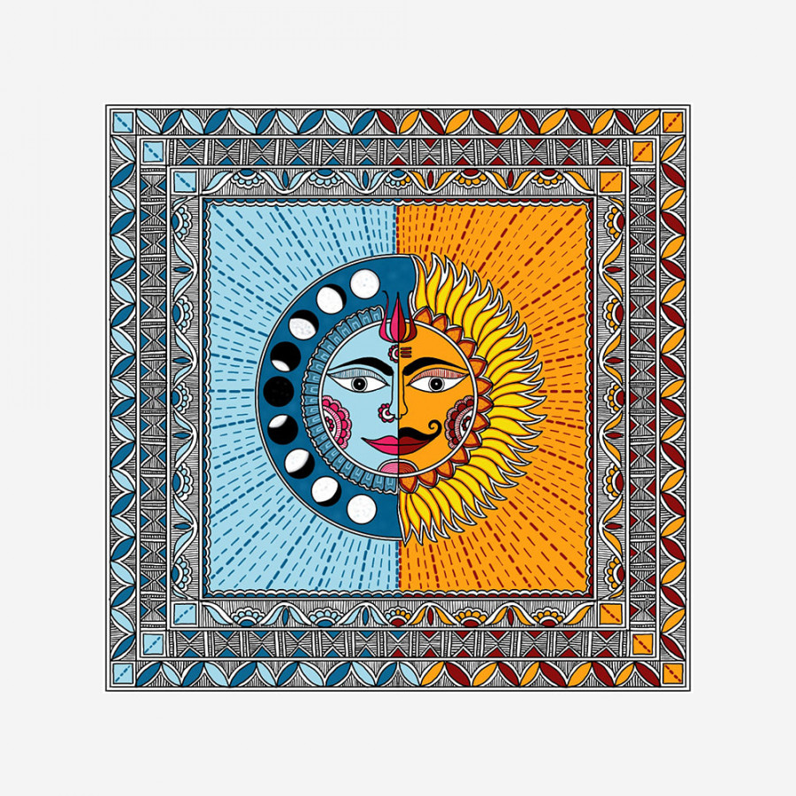 Madhubani Sun and Moon Painting – Kreate