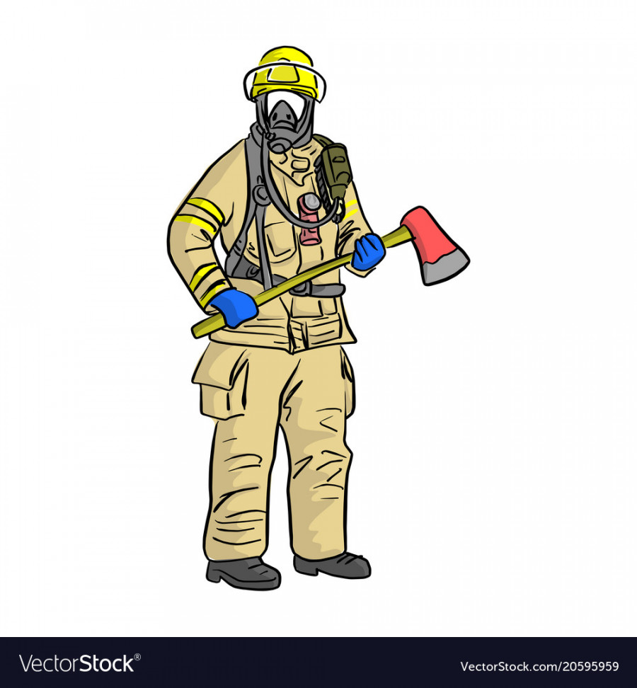 Man in firefighter uniform sketch Royalty Free Vector Image