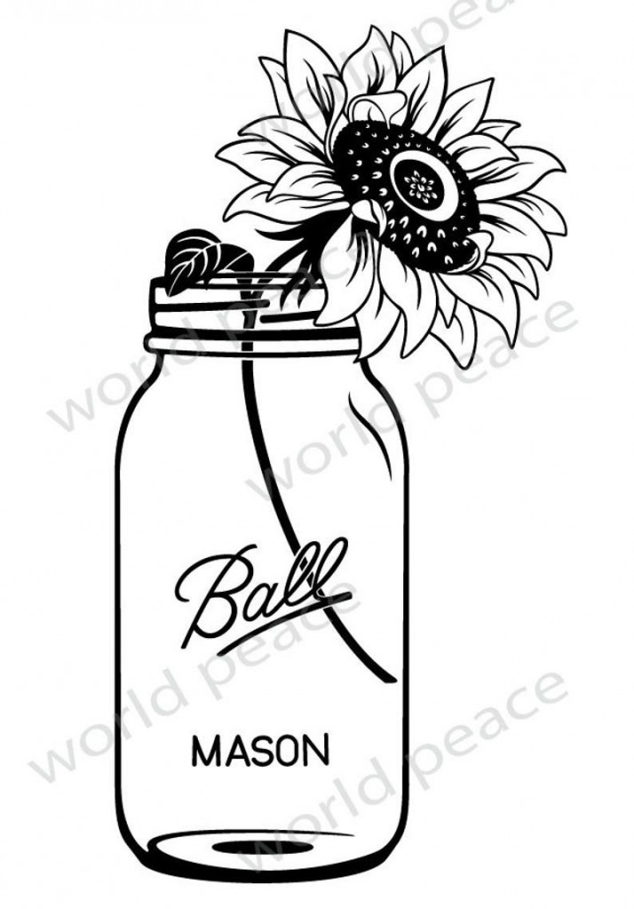 Mason Jar SVG. Sunflower SVG Files for Cricut. Farm SVG