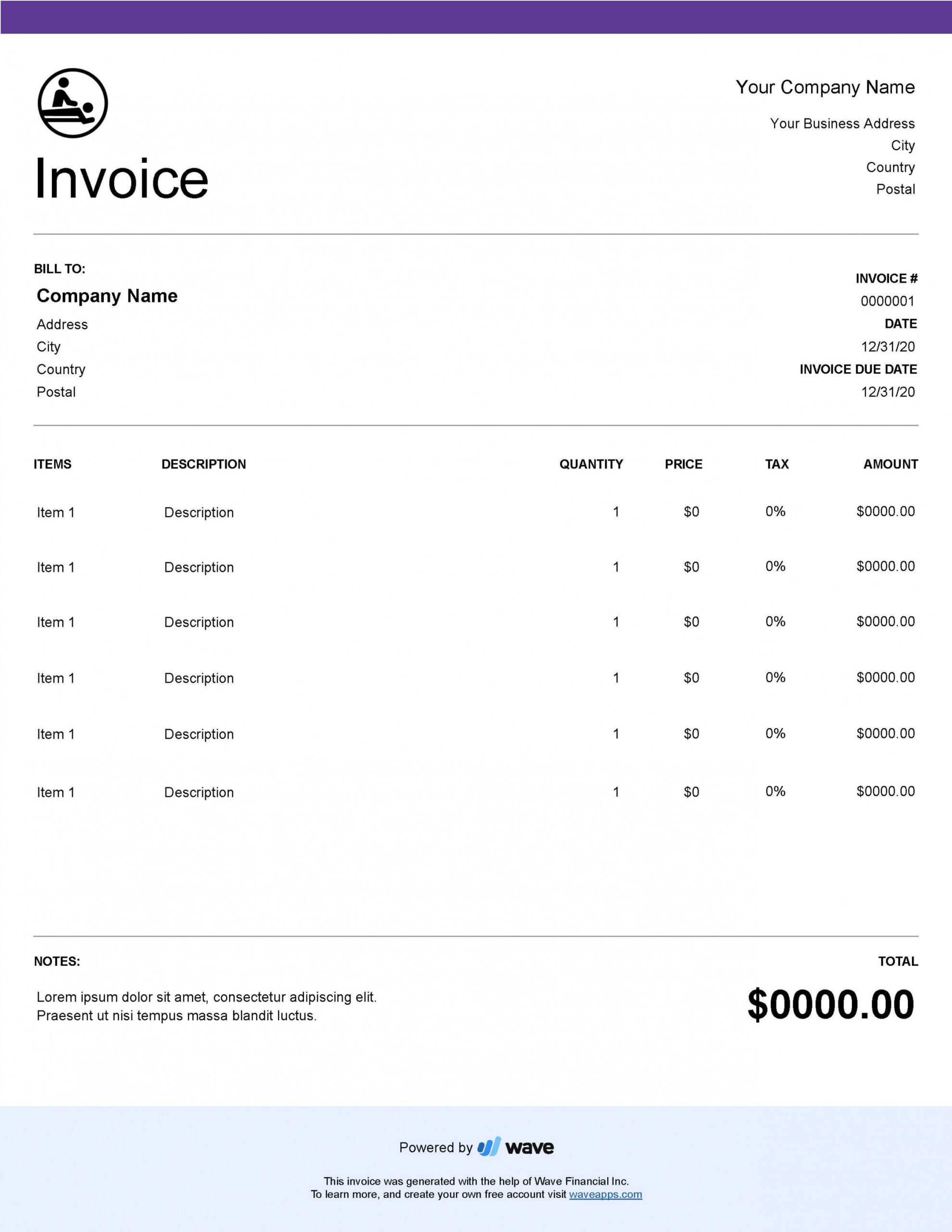 Massage Therapy Invoice Template - Free Download