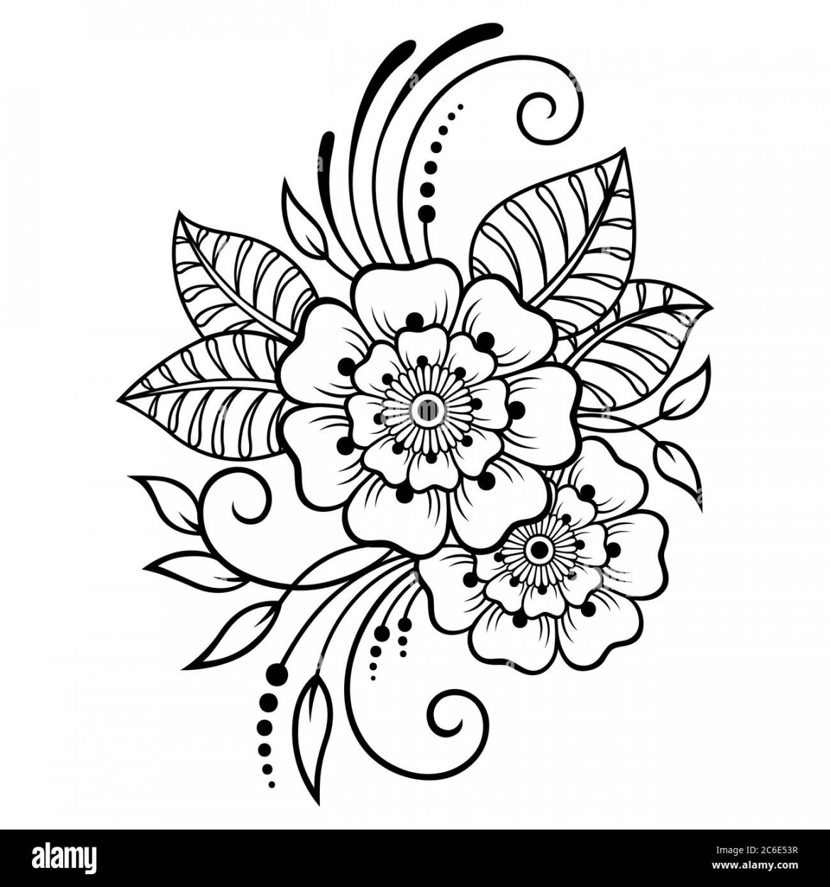 Mehndi flower pattern for Henna drawing and tattoo