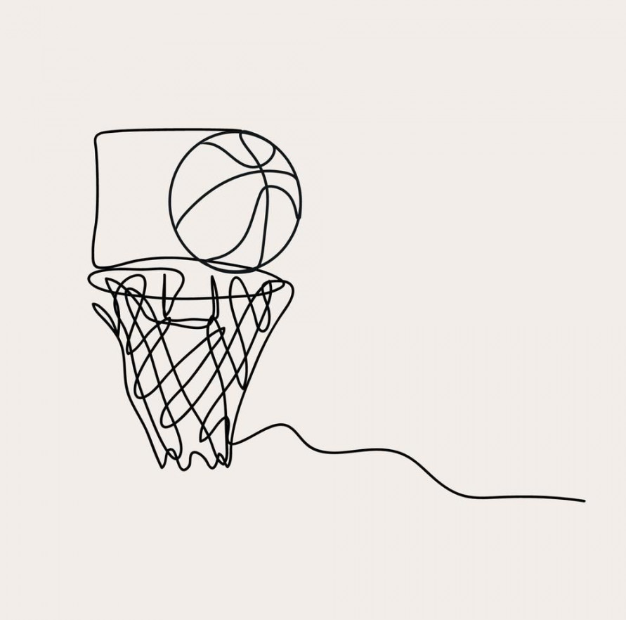 Minimalist Basketball Line Art, Ball Game Outline Drawing, Sport