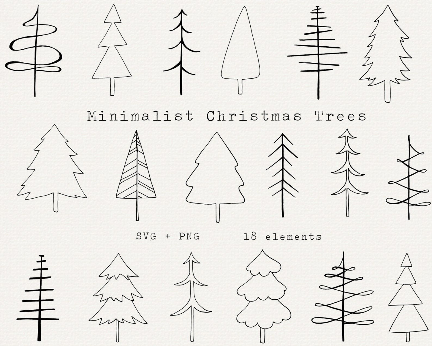 Minimalist Christmas Tree SVG Hand Drawn Christmas Tree Clip