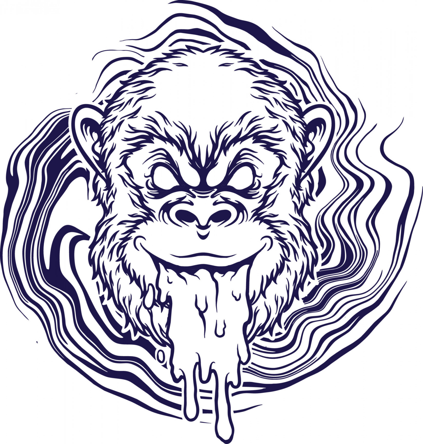 Monkey Head Trippy Silhouette Vector illustrations for your work