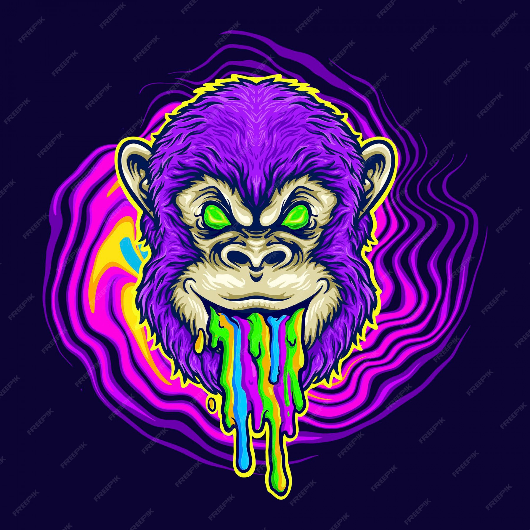 Monkey trippy psychedelic vektorillustrationen für ihre arbeit