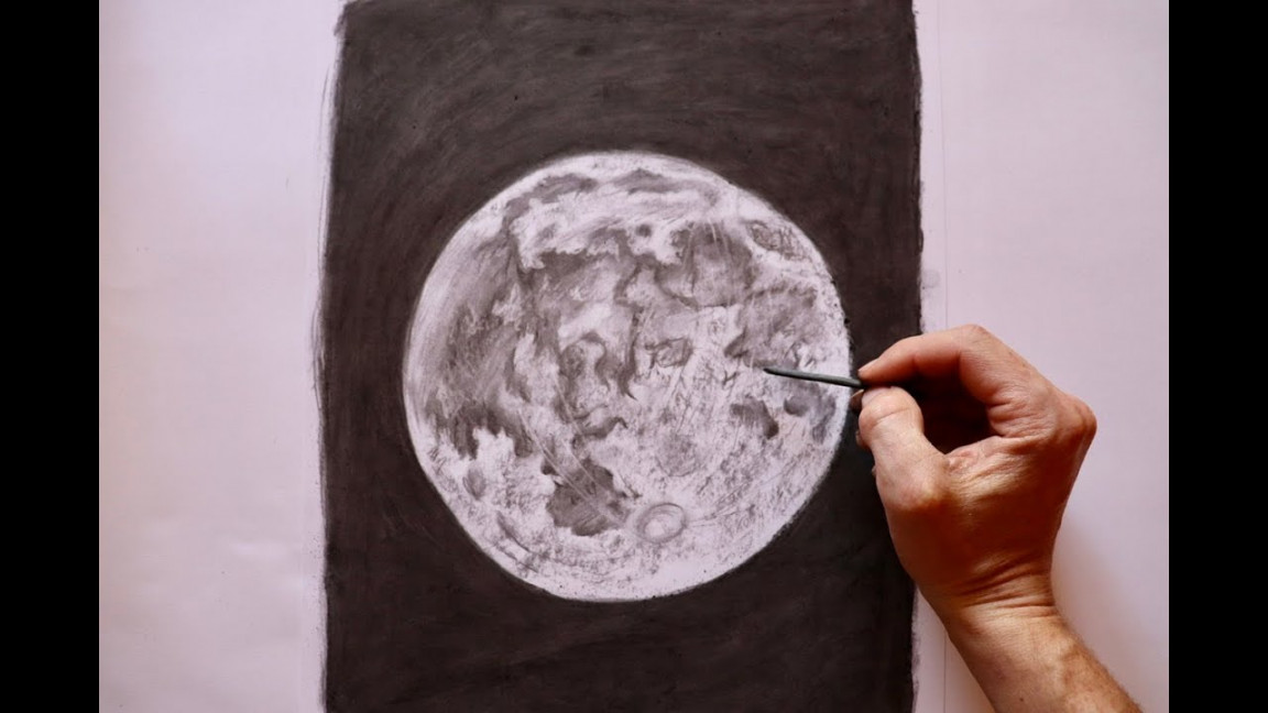 Moon charcoal drawing/ how to draw