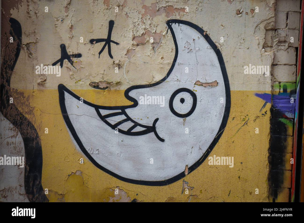 Moon face graffiti hi-res stock photography and images - Alamy