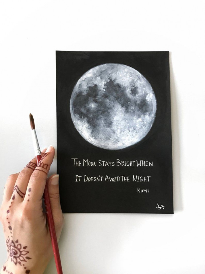 Moon Painting Rumi Space Art Moon Phases Original - Etsy  Moon