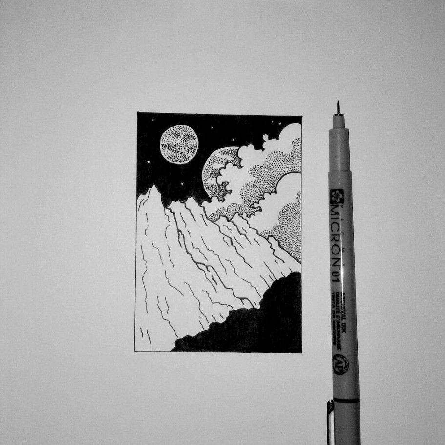 Moon Simple drawing by me #moon #mountain #art #sketch #drawing