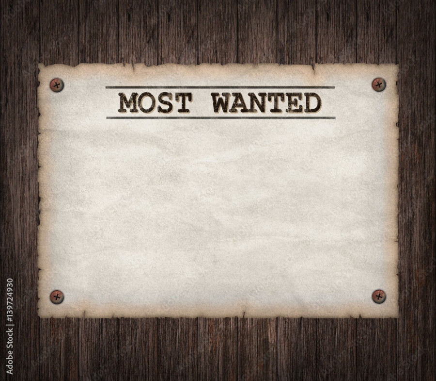 Most Wanted dead or live paper background. Wild west poster