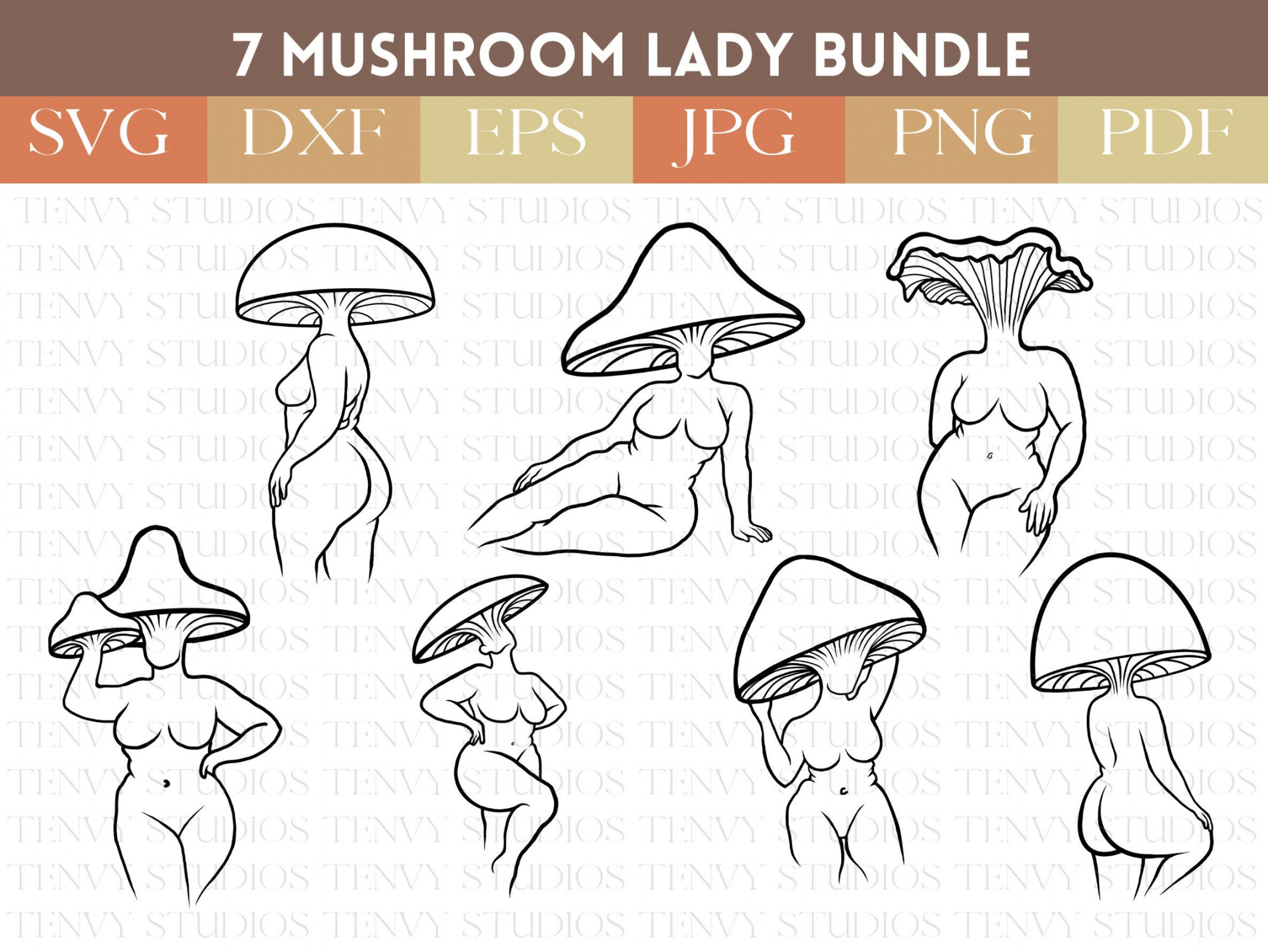 Mushroom Lady SVG Bundle Mushroom SVG Mushroom (Instant Download