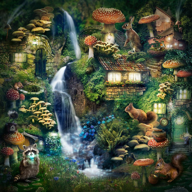 Mushroom Village by GingerKellyStudio on DeviantArt  Fantasy art