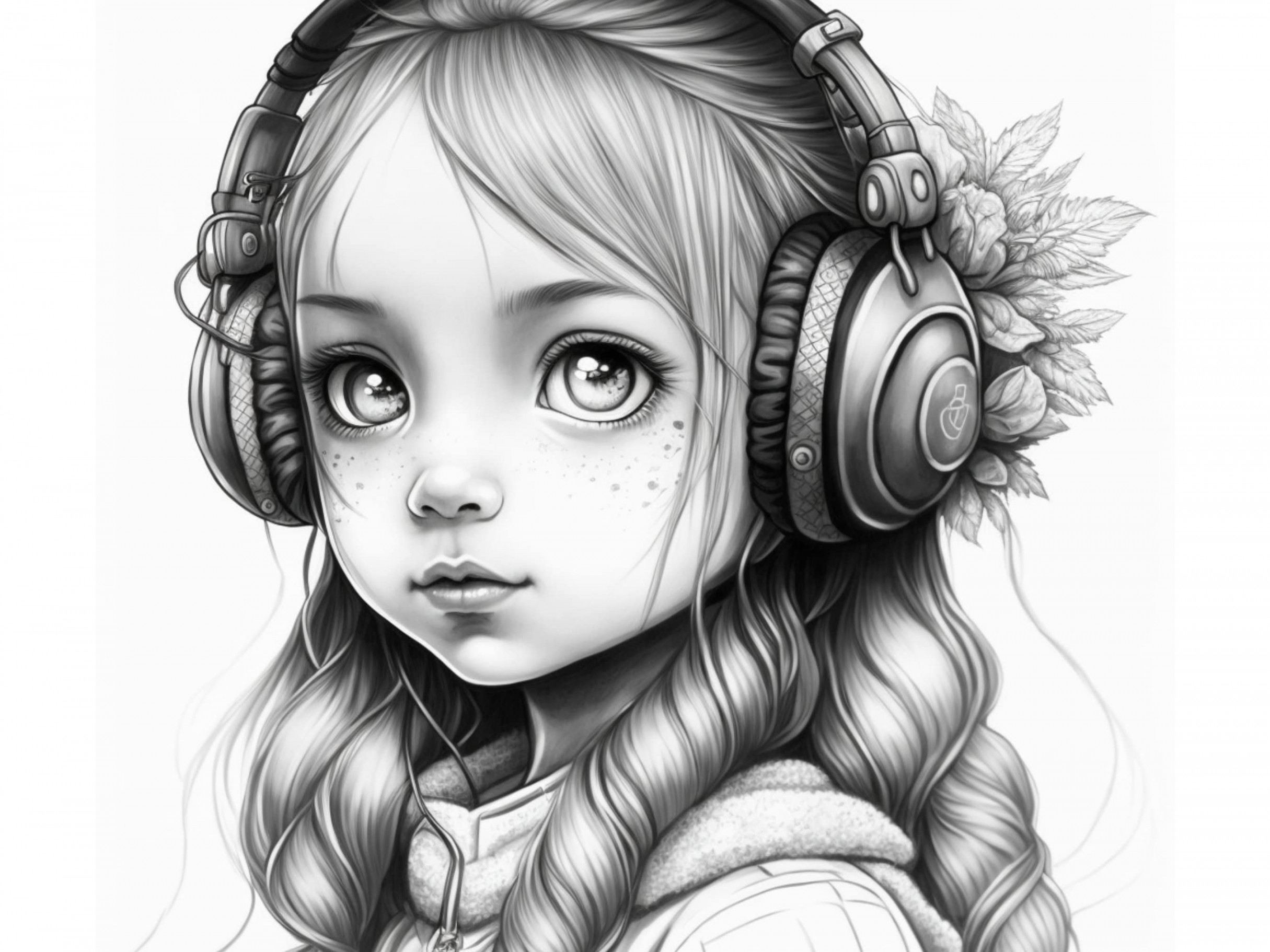 Music Anime Girl Coloring Page Printable Adult Coloring Pages Book