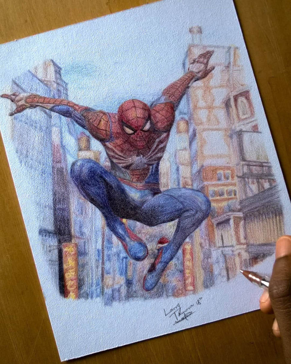 My ballpoint pen drawing of Spider-Man (PS)