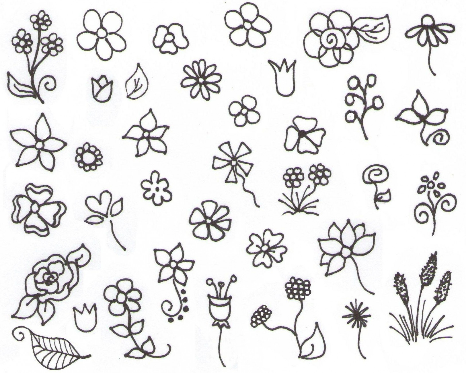 My Inspiration -- Flower Doodles!  Simple flower drawing, Flower