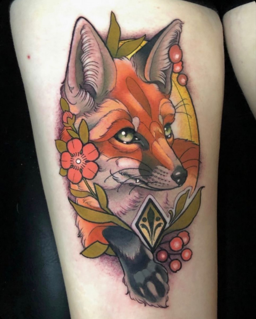 Neotraditional fox tattoo  Fox tattoo, Neo traditional tattoo